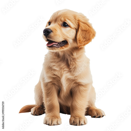 PNG Golden retriever puppy sitting on white background