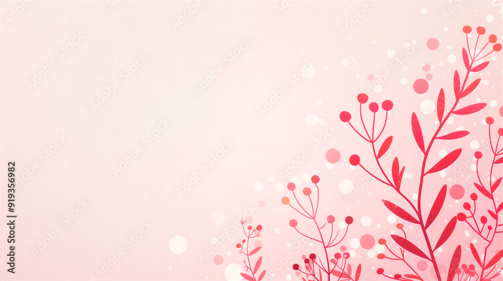 Abstract Floral Background with Pink Botanical Branches and Bokeh Elements, Minimalist Nature Design Ideal for Spring and Summer Themes Abstract Floral Background with Pink Botanical Branches and Bokeh Elements, Minimalist Nature Design Ideal for Spring and Summer Themes