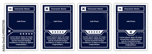 simple card game template with orange line and blue background for game, play card	
