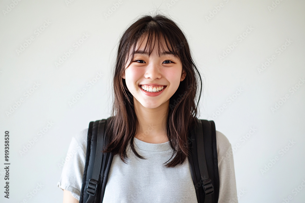 Beautiful young women with backpacks, students, college students go to school and back to school. Travelers, backpackers Beautiful young women with backpacks, students, college students go to school and back to school. Travelers, backpackers