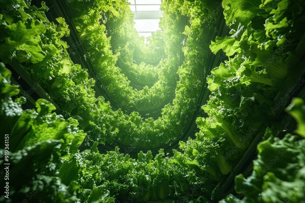 vertical hydroponic farm inside repurposed skyscraper lush green crops ...