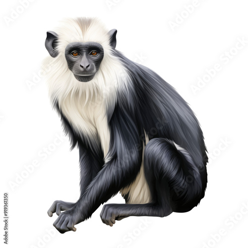 Black-and-white colobus Monkey Clipart Image
