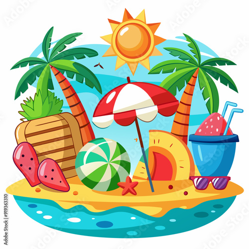 summer clip art vector white background 