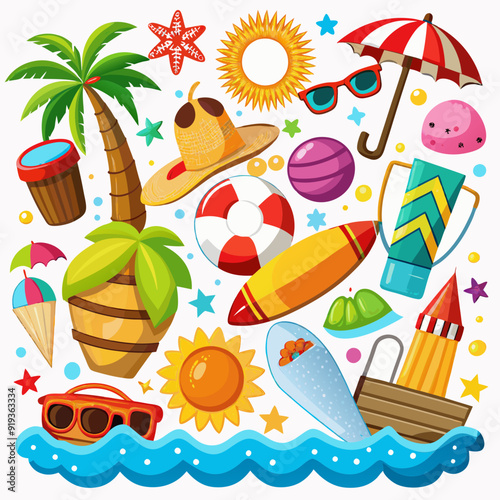 summer clip art vector white background 