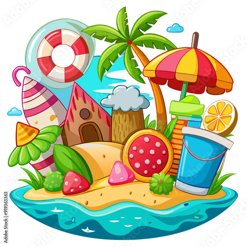 summer clip art vector white background 