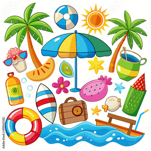 summer clip art vector white background 