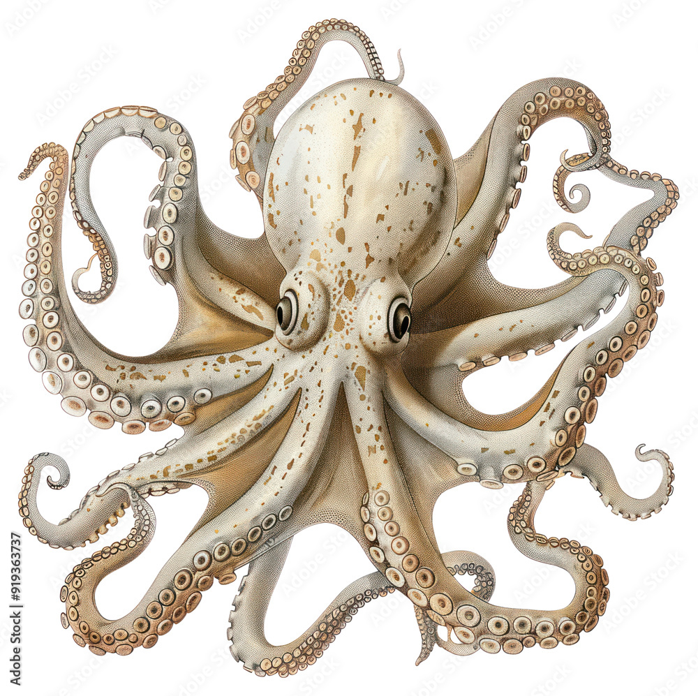Obraz premium PNG Detailed octopus marine illustration