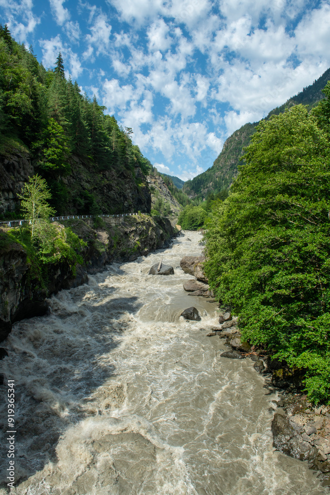 Melt waters of the Becho Glacier. Water flowing from the glacier on Ushba mountain.
Dolra River in Becho Valley with panoramic views of Ushba Mountain. River photos taken with long exposure. Melt waters of the Becho Glacier. Water flowing from the glacier on Ushba mountain.
Dolra River in Becho Valley with panoramic views of Ushba Mountain. River photos taken with long exposure.