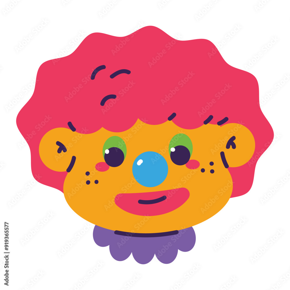 Cute clown Halloween kids avatar vector cartoon character isolated on a white background.