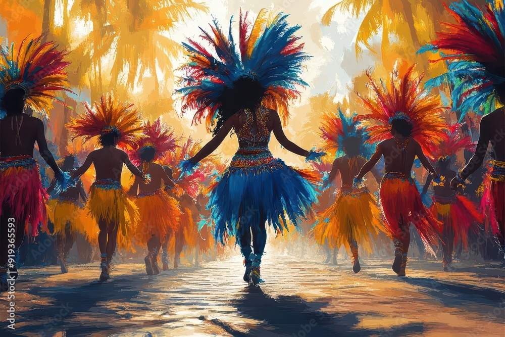 vibrant street scene during rio carnival featuring samba dancers in ...