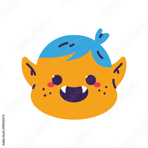 Cute vampire Halloween kids avatar vector cartoon character isolated on a white background.