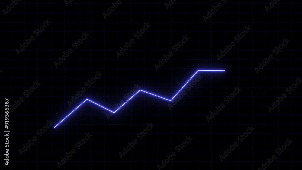 Stock Market Growth animation.Abstract neon line business graph. Stock Market Growth animation.Abstract neon line business graph.