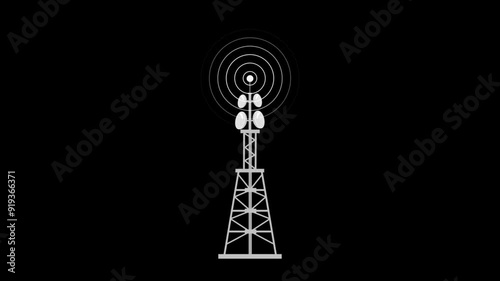 Visualization of radio waves transmitted by a network tower.network tower produced radio wave animation.