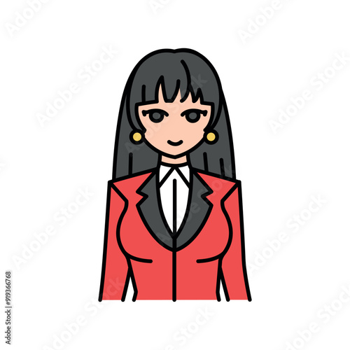 Josei genre of manga color line icon. Character in anime style.