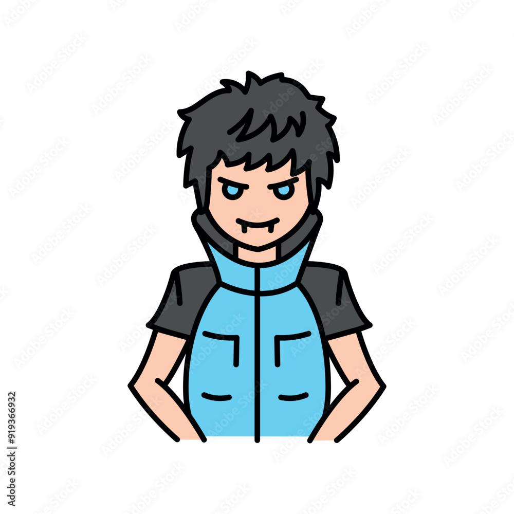 Supernatural genre of manga color line icon. Character in anime style. Supernatural genre of manga color line icon. Character in anime style.