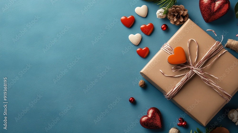 Obraz premium Valentine's Day hearts, romantic decorations and gifts