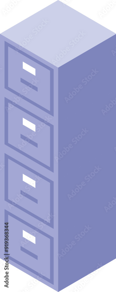 Modern filing cabinet standing in isometric view, perfect for organizing documents Modern filing cabinet standing in isometric view, perfect for organizing documents