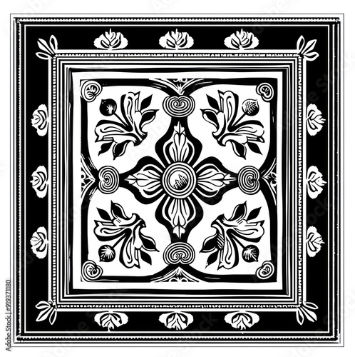 PNG Intricate black and white pattern photo