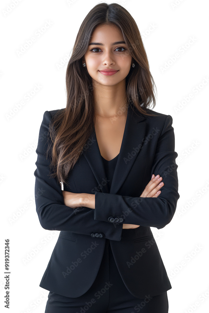 Young Indian Professional Woman Standing with Arms Crossed, Transparent Background Young Indian Professional Woman Standing with Arms Crossed, Transparent Background