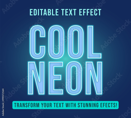 Editable text effects with light blue neon cool theme, Customizable and Ready to Use.