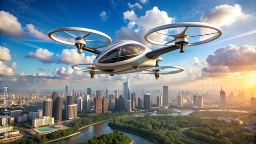 Design an autonomous flight system for drone air taxis, capable of handling clear sky environments.