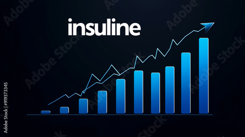 illustration of a flat graphic raising up with an arrow with the word "insuline"