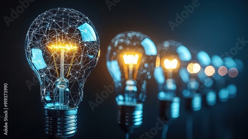 A series of interconnected lightbulbs forming a network, showcasing innovative ideas linked through strategic planning