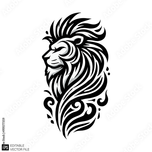Wallpaper Mural tribal lion tattoo vector graphic design black and white clip art silhouette Torontodigital.ca