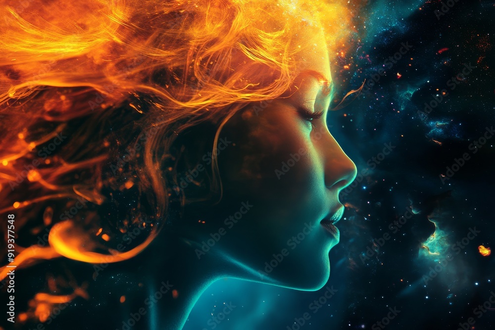 An abstract representation of a human head showing a physical structure and a state of mind An abstract representation of a human head showing a physical structure and a state of mind