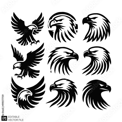 eagle vector graphic design black and white clip art silhouette