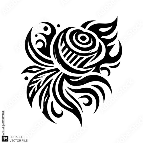 rose tattoo vector graphic design black and white clip art silhouette