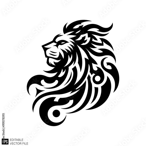 Wallpaper Mural lion tribal tattoo Graphic Design Elements Vector Silhouette Clip Art Black and White  Illustrations Torontodigital.ca