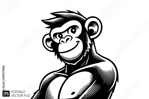 ape Graphic Design Elements Vector Silhouette Clip Art Black and White  Illustrations