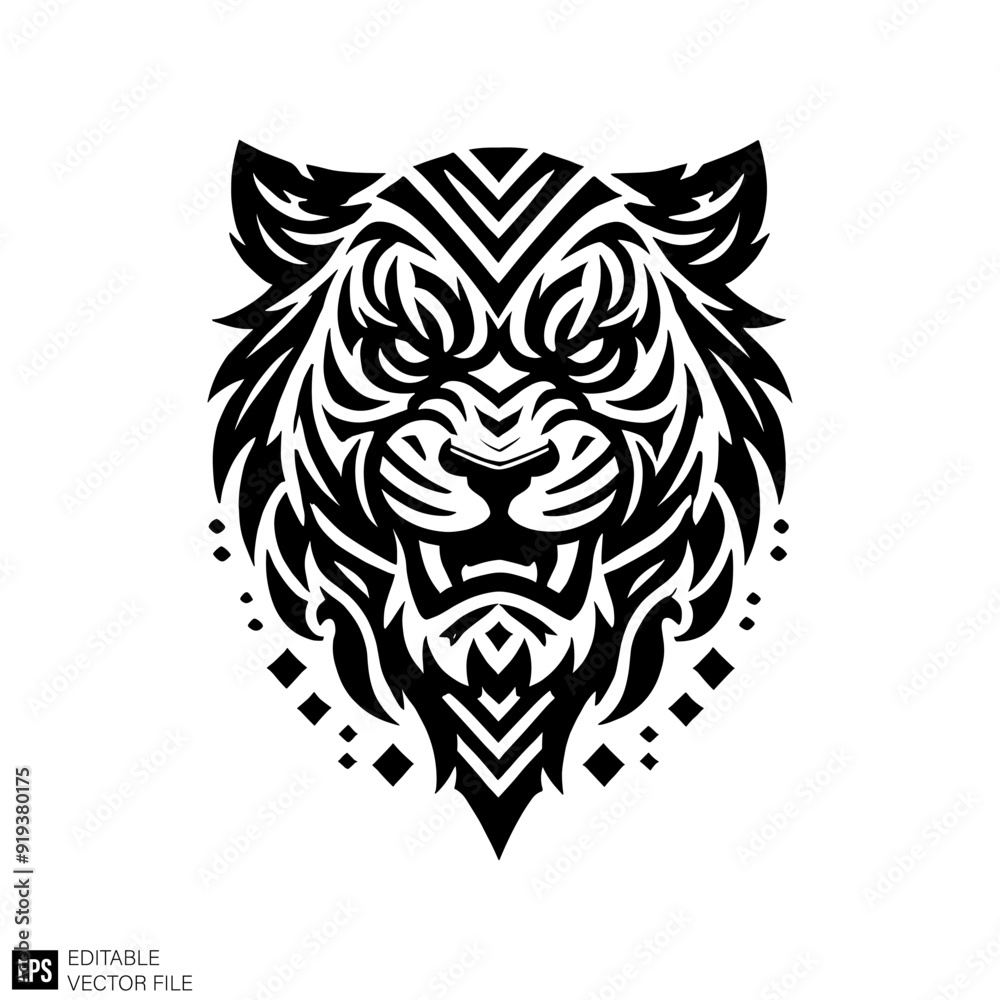 tribal tatto tiger head Graphic Design Elements Vector Silhouette Clip Art Black and White Illustrations tribal tatto tiger head Graphic Design Elements Vector Silhouette Clip Art Black and White Illustrations