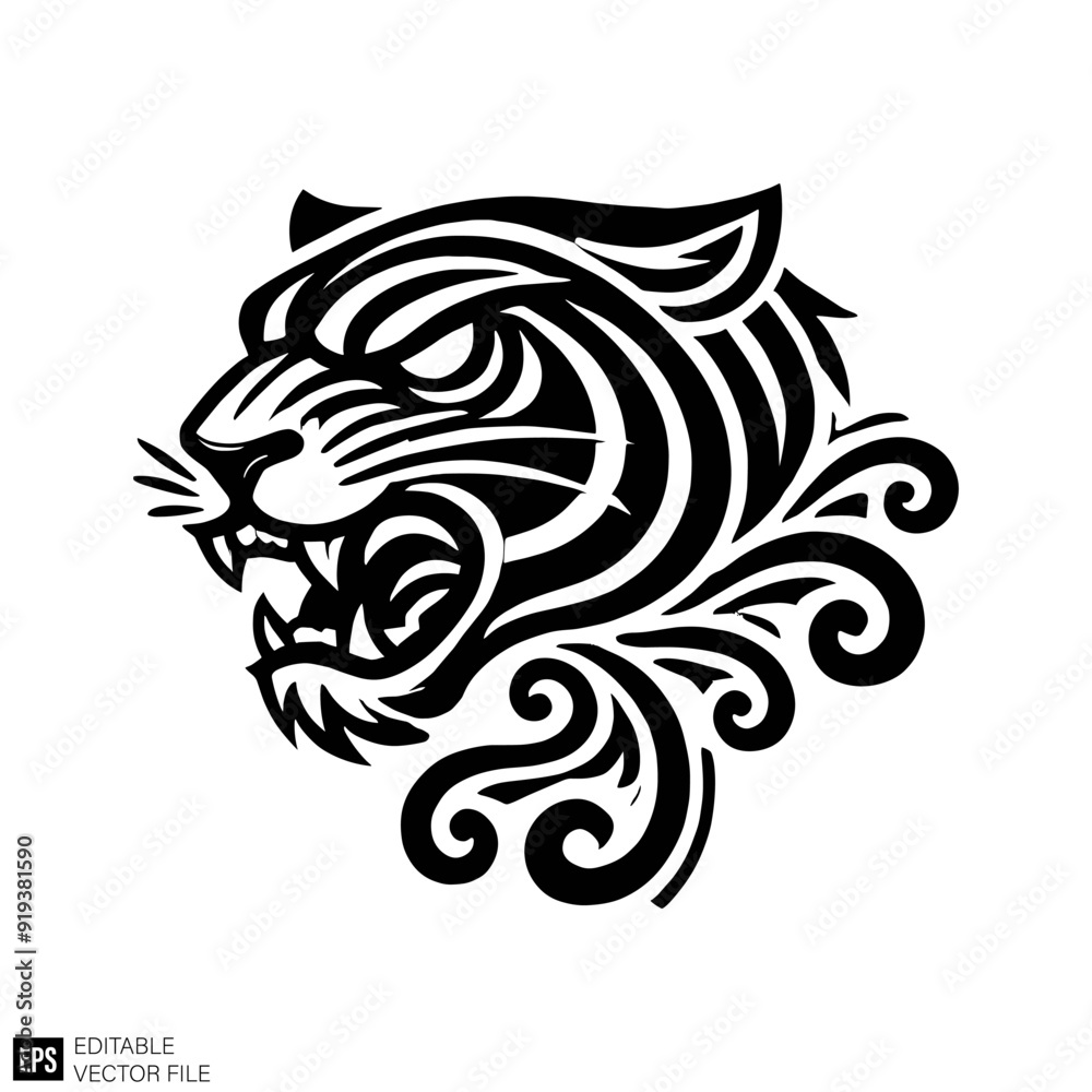 tribal tatto tiger head Graphic Design Elements Vector Silhouette Clip Art Black and White Illustrations tribal tatto tiger head Graphic Design Elements Vector Silhouette Clip Art Black and White Illustrations