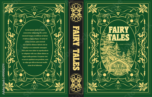 Book cover featuring a cabin in the woods illustration surrounded by an intricate floral design