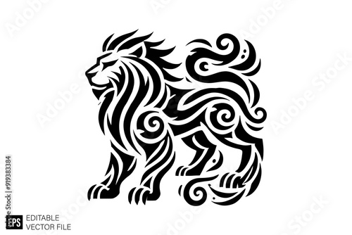 Wallpaper Mural tribal lion head Clip Art Black and White  Illustrations Graphic Design Elements Vector Silhouette Torontodigital.ca