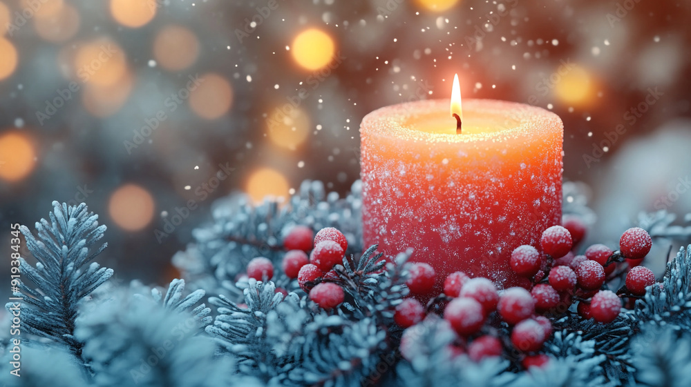 Christmas background. Candles, balloons, boxes, frost. Christmas background. Candles, balloons, boxes, frost.