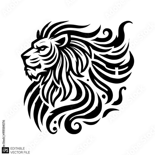 Wallpaper Mural tribal lion head Clip Art Black and White  Illustrations Graphic Design Elements Vector Silhouette Torontodigital.ca
