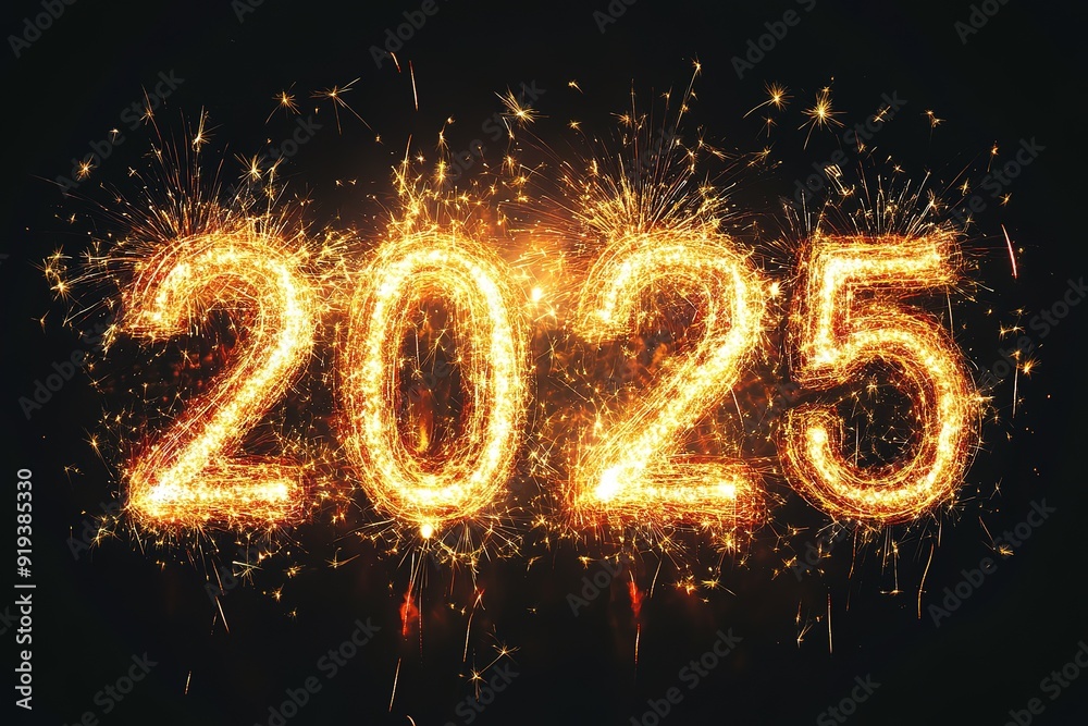 2025 written with Sparkle firework over bokeh light
2025 written with Sparkle firework over bokeh light