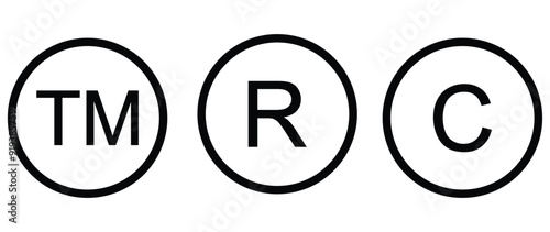 Trademark TM, Registered R, Copyright C icon editable stroke vector sign