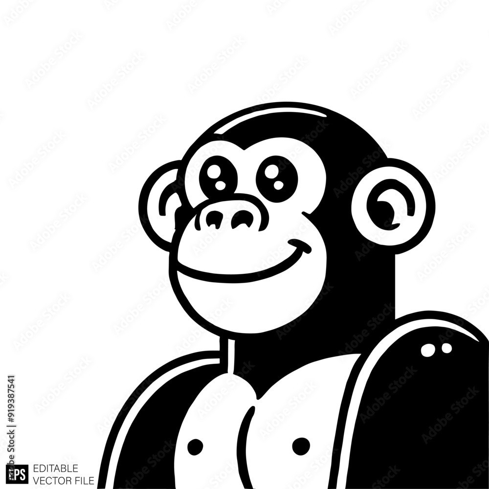 ape head Clip Art Black and White Illustrations Graphic Design Elements Vector Silhouette ape head Clip Art Black and White Illustrations Graphic Design Elements Vector Silhouette