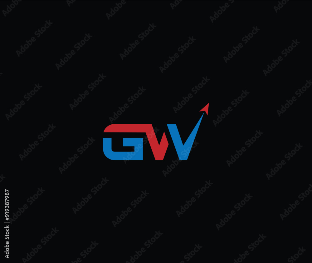 Modern letter GW logo design vector, GW logo with arrow, GW financial logo Modern letter GW logo design vector, GW logo with arrow, GW financial logo