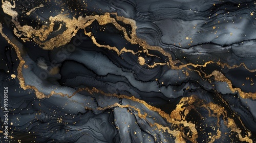 Abstract black and gold wave flow express the energetic line. Seamless texture of vividness curve swirling convey sense of luxurious and elegance scene perfect for effect and graphic design. AIG51.