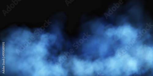 Fog or smoke, blue smog clouds on floor, isolated transparent special effect. Vector illustration, morning fog over land or water surface, magic haze.	