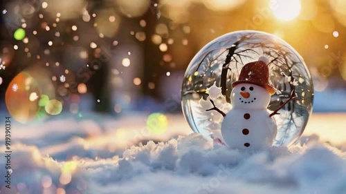 Snowman in Glass Souvenir Snow Globe, Whimsical and Festive Holiday Decoration