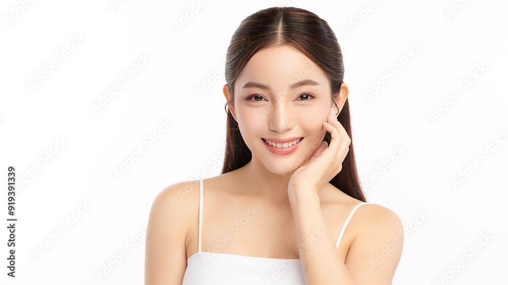 Beautiful young asian woman with clean fresh skin on white background, Face care, Facial treatment, Cosmetology, beauty and spa, Asian women portrait. Beautiful young asian woman with clean fresh skin on white background, Face care, Facial treatment, Cosmetology, beauty and spa, Asian women portrait.