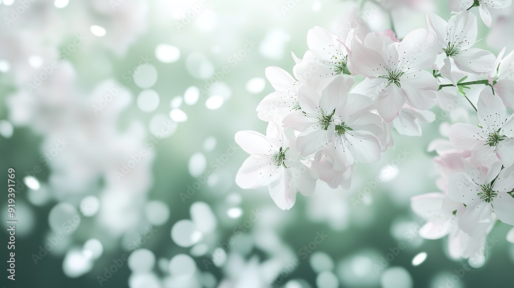 A close-up of a flower cluster on a branch, lit by bokeh A close-up of a flower cluster on a branch, lit by bokeh