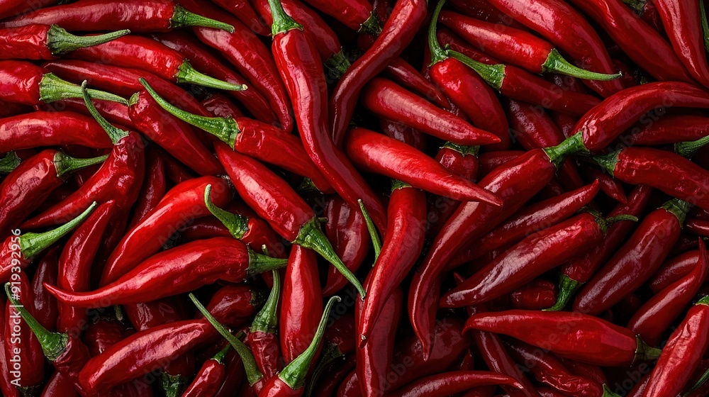 Red peppers grouped together, atop a pile of red chili peppers Red peppers grouped together, atop a pile of red chili peppers