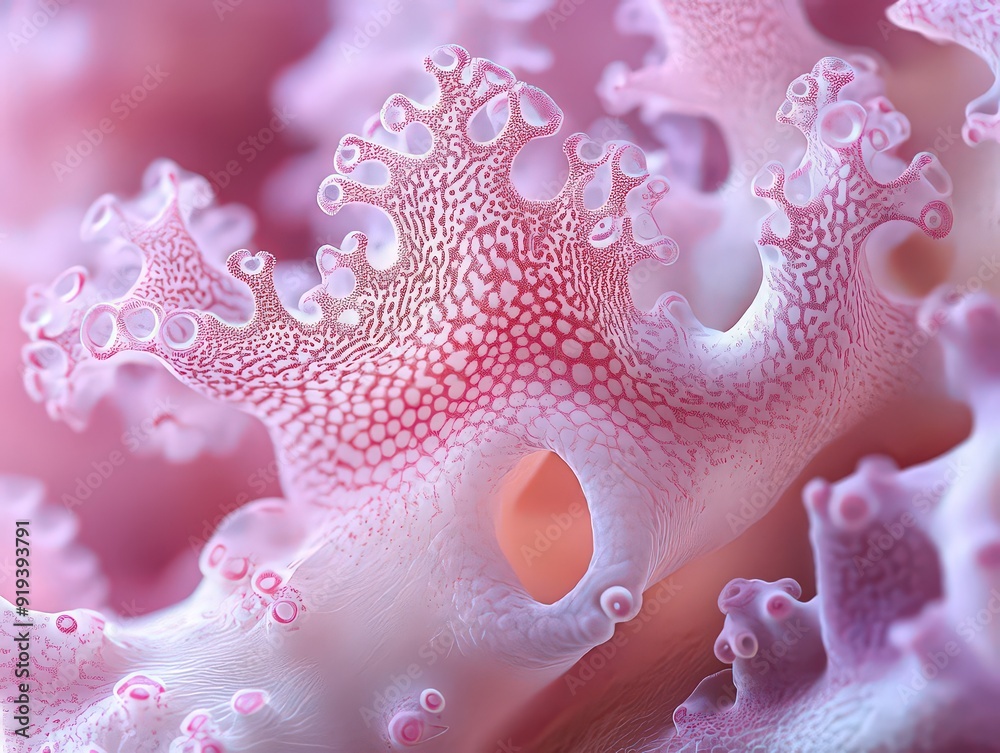 Close-up of pink coral with intricate textures and details. Close-up of pink coral with intricate textures and details.